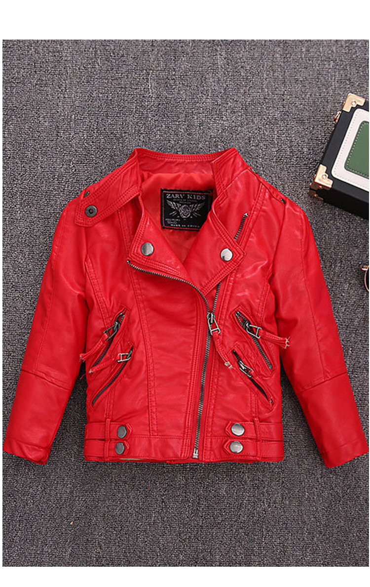 Streetwear Brand Red Logo - Chaqueta de cuero Pu para motocicleta